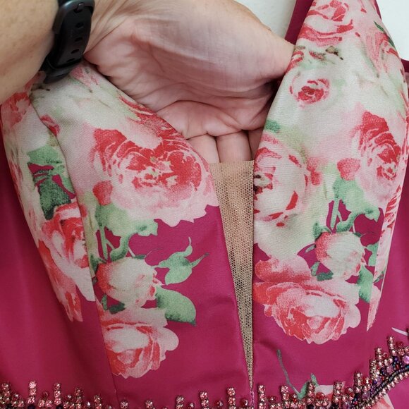 Sherri Hill pink floral formal mini dress - Picture 2 of 14